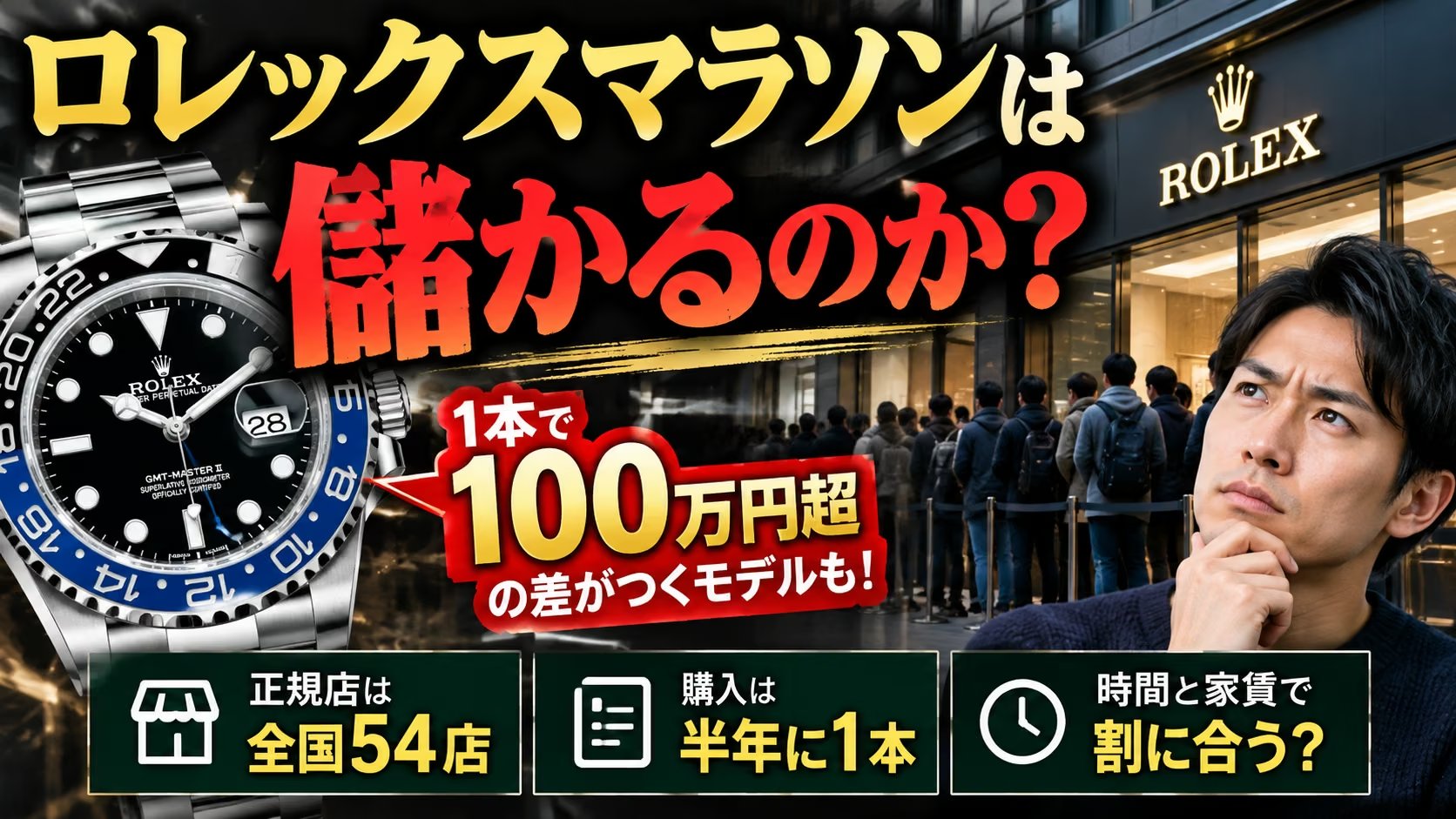 ロレックスマラソンは儲かるのか？1本で100万円超の差がつくモデルも。正規店は全国54店、購入は半年に1本、時間と家賃で割に合うか