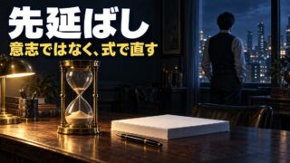 先延ばしとは｜原因と直し方。教材が1年進まず、単位を落とし、記事とアカウントを失った私が、意志ではなく式で直した話