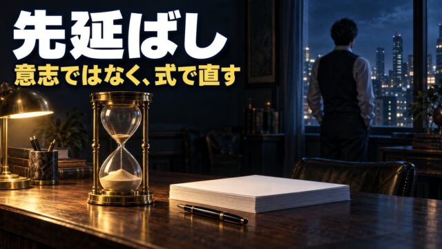 先延ばしとは｜原因と直し方。教材が1年進まず、単位を落とし、記事とアカウントを失った私が、意志ではなく式で直した話