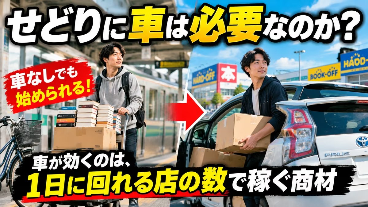 せどりに車は必要なのか？｜車なしでも始められる、車が効くのは1日に回れる店の数で稼ぐ商材