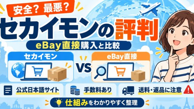 セカイモンの評判｜手数料は商品価格の16%（5,937円以下は950円）。私は使わないが、安い物を1点なら転送サービスより安いこともある。eBayで直接買っている私が、直接購入・転送サービスと費用を比べた