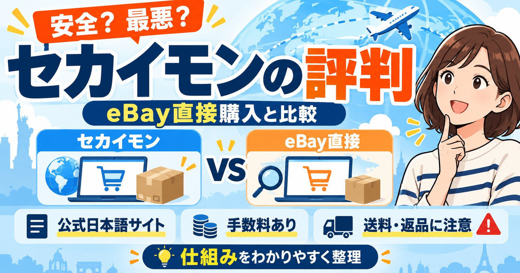 セカイモンの評判｜eBay直接購入との比較（公式日本語サイト・手数料あり・送料と返品に注意）