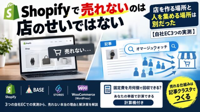Shopifyで売れないのは店のせいではない｜店を作る場所と人を集める場所は別だった【自社EC3つの実測】