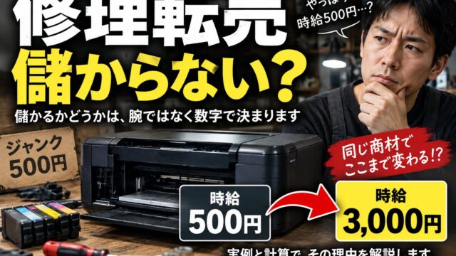 修理転売は儲からない？時給500円と時給2,684円を分けている2つの変数