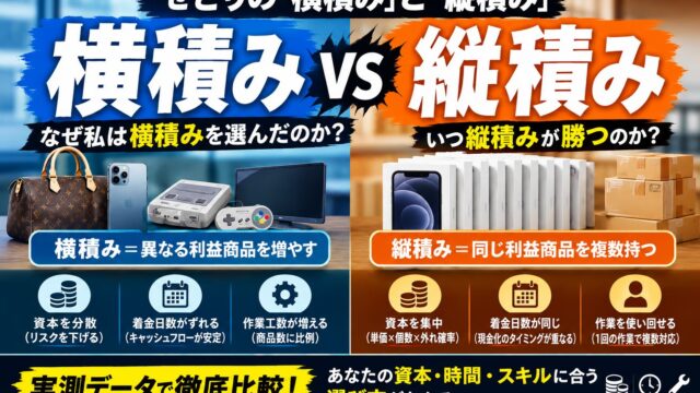 横積みと縦積みの違い｜せどりで「商品は横、工程は縦」に積む理由【20年の実測】