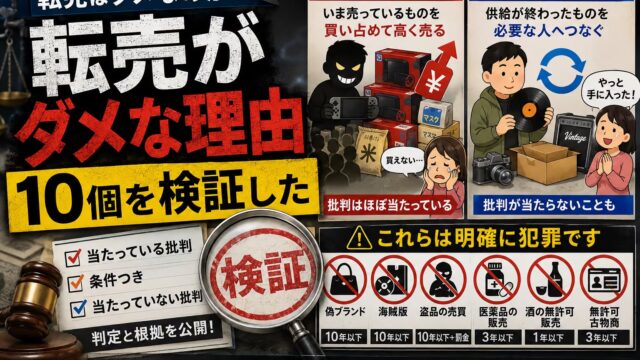 転売がダメな理由10個を検証｜当たっている批判と、当たっていない批判