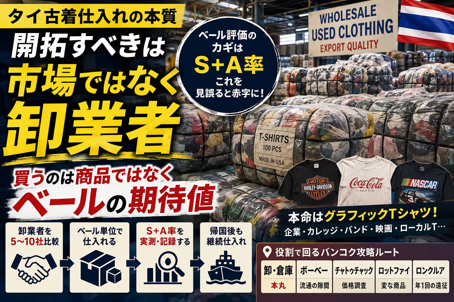 タイ古着仕入れ｜ベールはB品率ではなくS+A率で見る