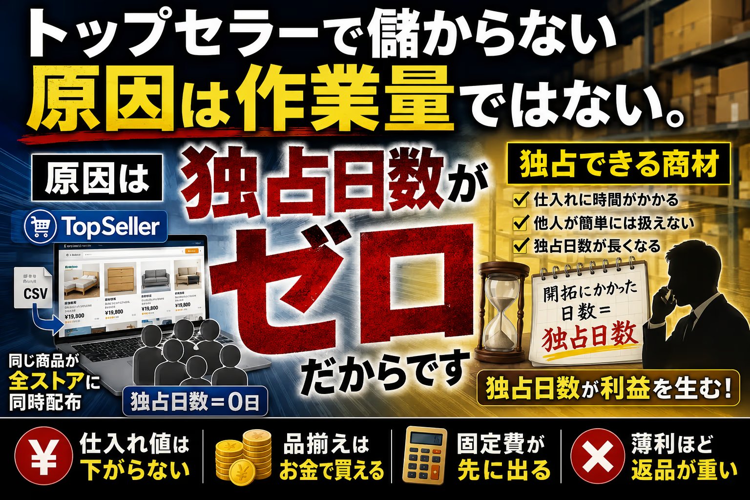 トップセラーで儲からない理由｜続けても仕入れ値は下がりません