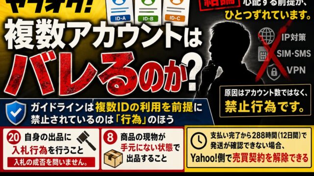 ヤフオクの複数アカウントはバレる？｜禁止は数ではなく行為。Yahoo!フリマは原則1ID、2回止められた私の原因
