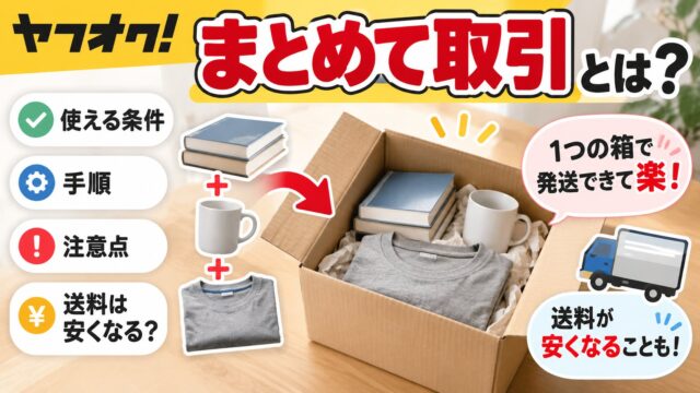 ヤフオクのまとめて取引｜出品者は1箱で出せて楽。条件は落札から72時間・20件、同意後は単品に戻せない