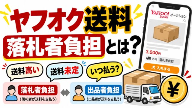 ヤフオクの送料｜落札者負担は落札代金と一緒に払い、手数料はかからない。ただしおてがる配送は落札者負担の料金が高く、80サイズ以上はどの地域でも出品者負担のほうが手残りが多い計算。高い送料・差額・送料未定の決まり