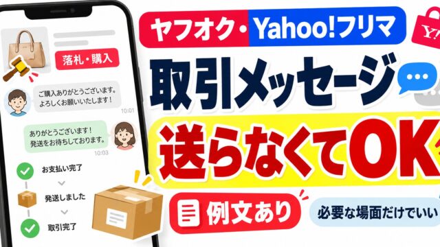 ヤフオク・Yahoo!フリマの取引メッセージ｜送らなくても取引は終わる。出品者でも落札者でも私は送らない。例文が要るのはボタンで伝わらない場面だけ、定型文つき
