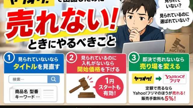 ヤフオクで売れない時にやる順番｜ほぼ全部1円スタートにして、即決はYahoo!フリマへ移した理由