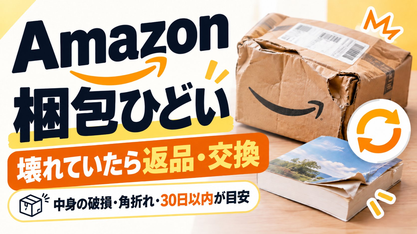 Amazon 梱包ひどい。壊れていたら返品・交換。中身の破損・角折れ・30日以内が目安