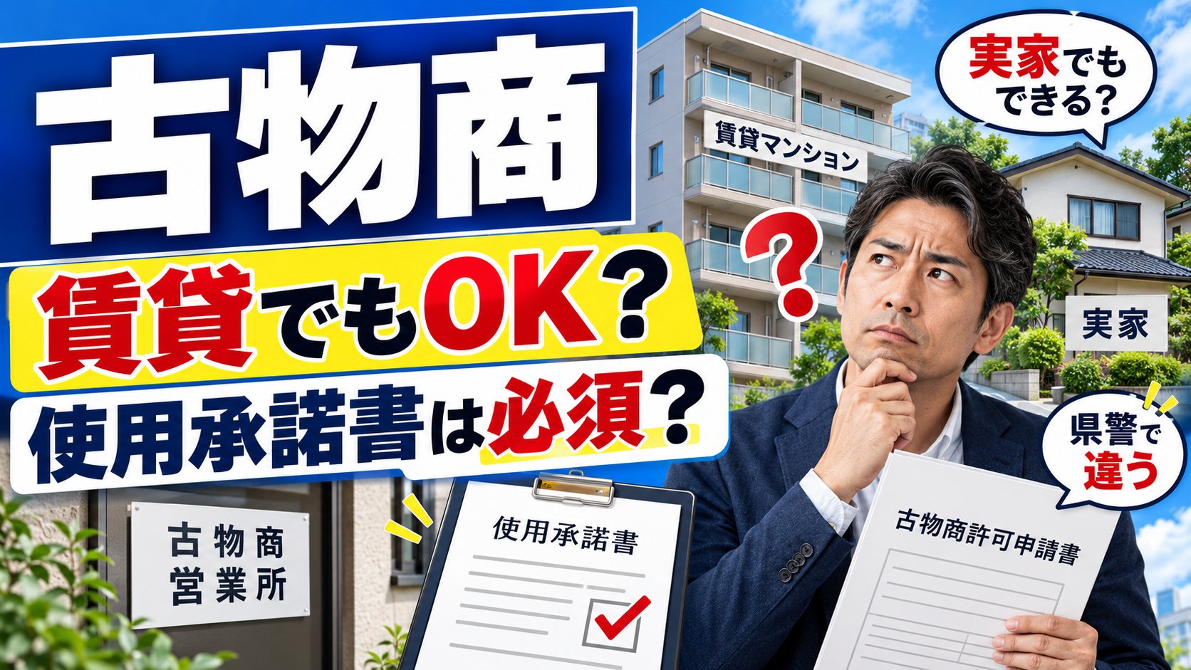 古物商は賃貸でもOK？使用承諾書は必須？実家でもできる？県警で違う｜賃貸マンションと実家、使用承諾書と古物商許可申請書