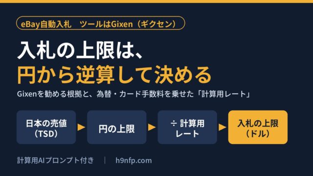 eBay自動入札はGixen（ギクセン）を勧める根拠｜入札上限を円で決める手順と計算用AIプロンプト
