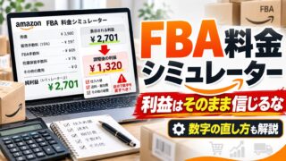 FBA料金シミュレーターの使い方｜無料・ゲストで使える。表示の純利益が大きく出る3つの理由（消費税・基本成約料・プロモーション）と、手元に残る額に近づける計算機