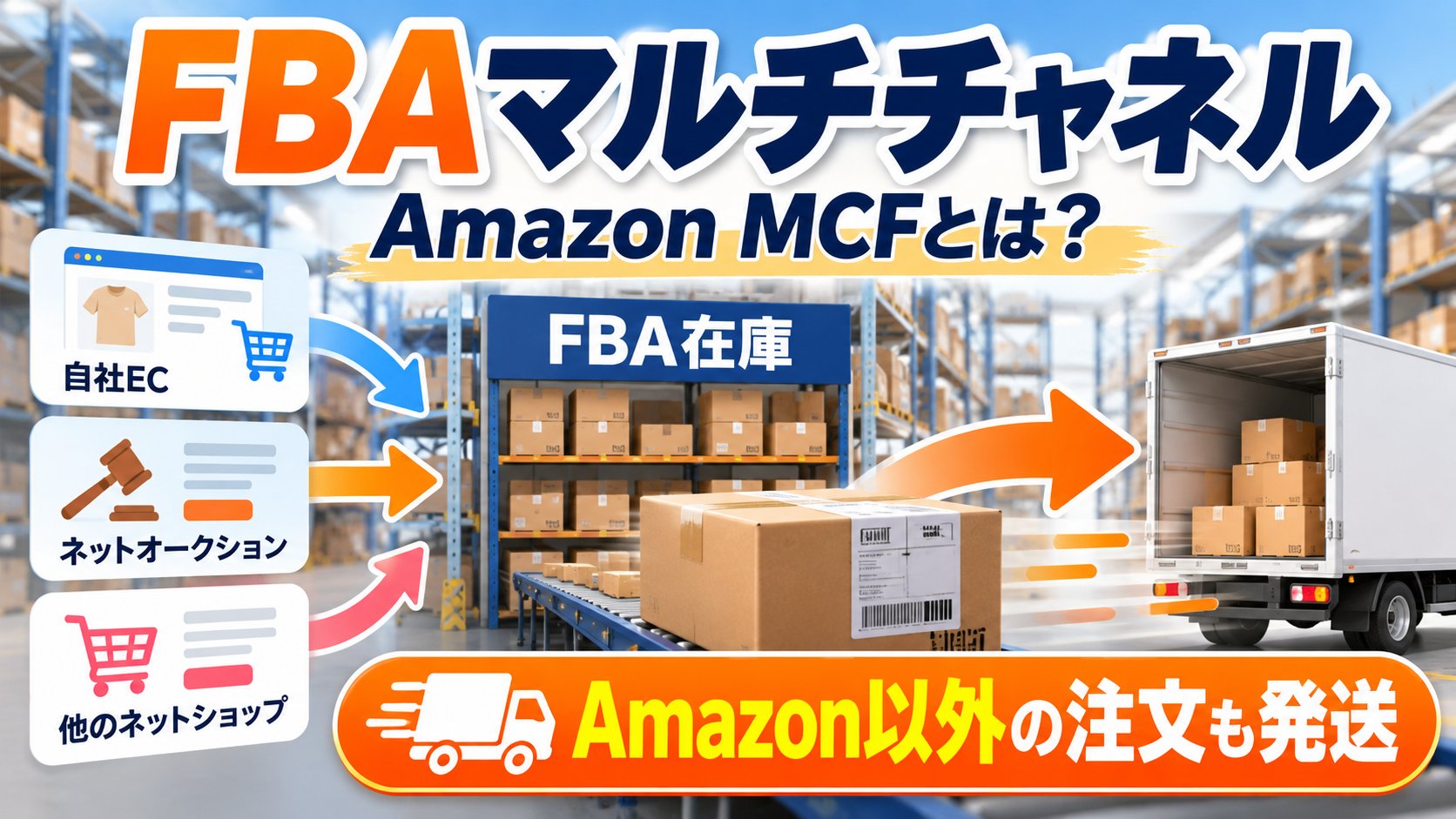 FBAマルチチャネル Amazon MCFとは？自社EC・ネットオークション・他のネットショップの注文をFBA在庫から発送。Amazon以外の注文も発送