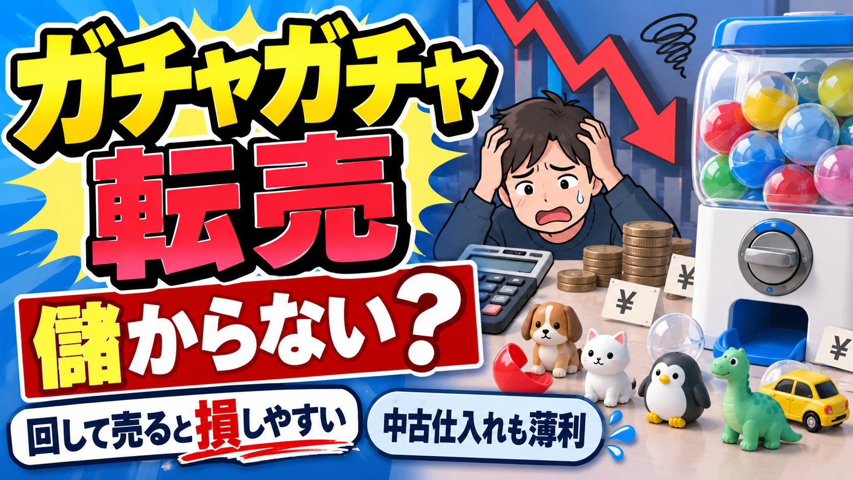 ガチャガチャ転売は儲からない？回して売ると損しやすい。中古仕入れも薄利