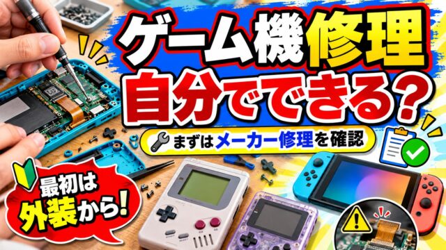 ゲーム機修理を自分でやる範囲と勉強法｜メーカーが直す機種・直さない機種、最初は外装から（計算機つき）