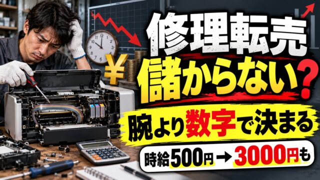 修理転売は儲からない？ジャンク修理で儲かる人の条件と、時給500円と2,684円を分ける2つの変数（計算機つき）