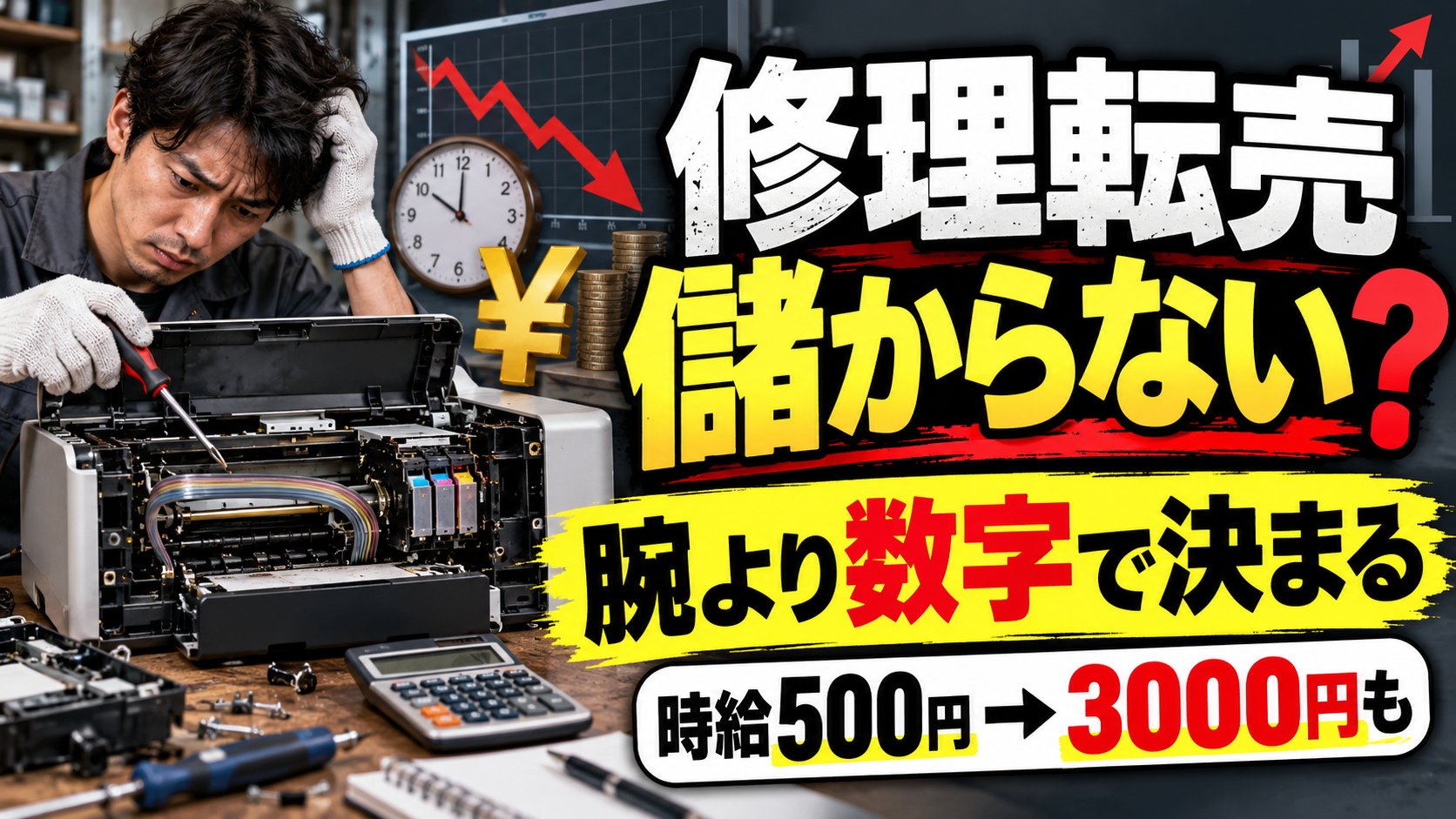 修理転売は儲からない？腕より数字で決まる｜時給500円から3,000円も
