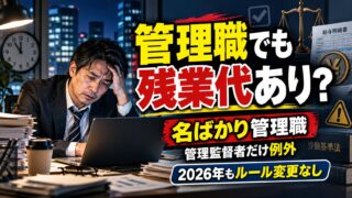 管理職に残業代が出ないのは違法？管理監督者の条件と名ばかり管理職の見分け方、手当との比較（計算機つき）