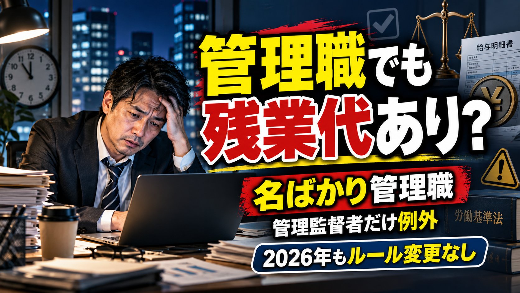 管理職でも残業代あり？名ばかり管理職、管理監督者だけ例外、2026年もルール変更なし