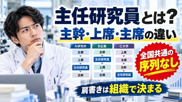 主任研究員・主幹・上席・主席研究員の違い｜序列は組織が決める。役割・月給・英語表記を公的資料で比較