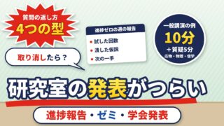 研究室の発表がつらい（進捗報告・ゼミ・学会発表）｜進捗ゼロの週の報告、質問に答えられないとき、学会発表を取り消したらどうなるか（計算機つき）