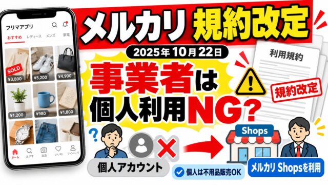 メルカリの規約改定｜2025年10月22日から事業者は利用禁止。どこからが事業者か、せどりへの影響と2026年の変更（判定ツールつき）