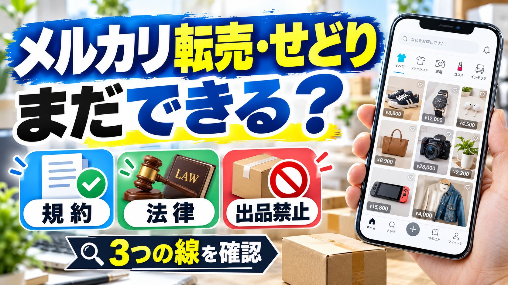 メルカリ転売・せどりはまだできる？規約・法律・出品禁止の3つの線を確認