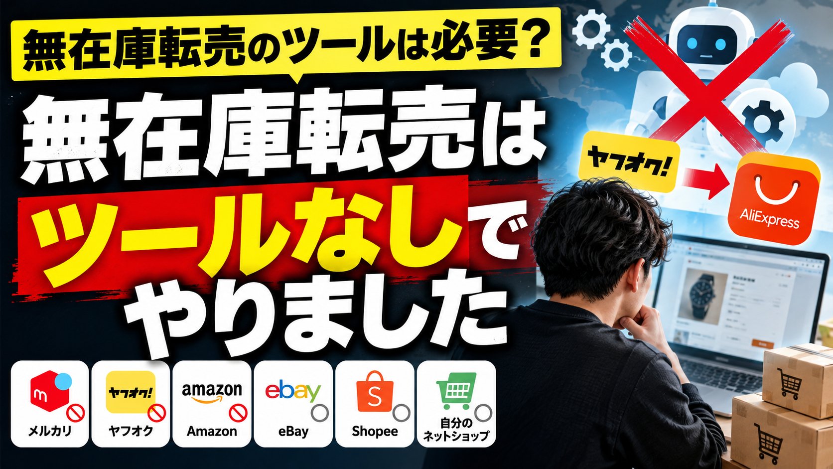 無在庫転売のツールは必要？無在庫転売はツールなしでやりました。メルカリ・ヤフオク・Amazon・eBay・Shopee・自分のネットショップ