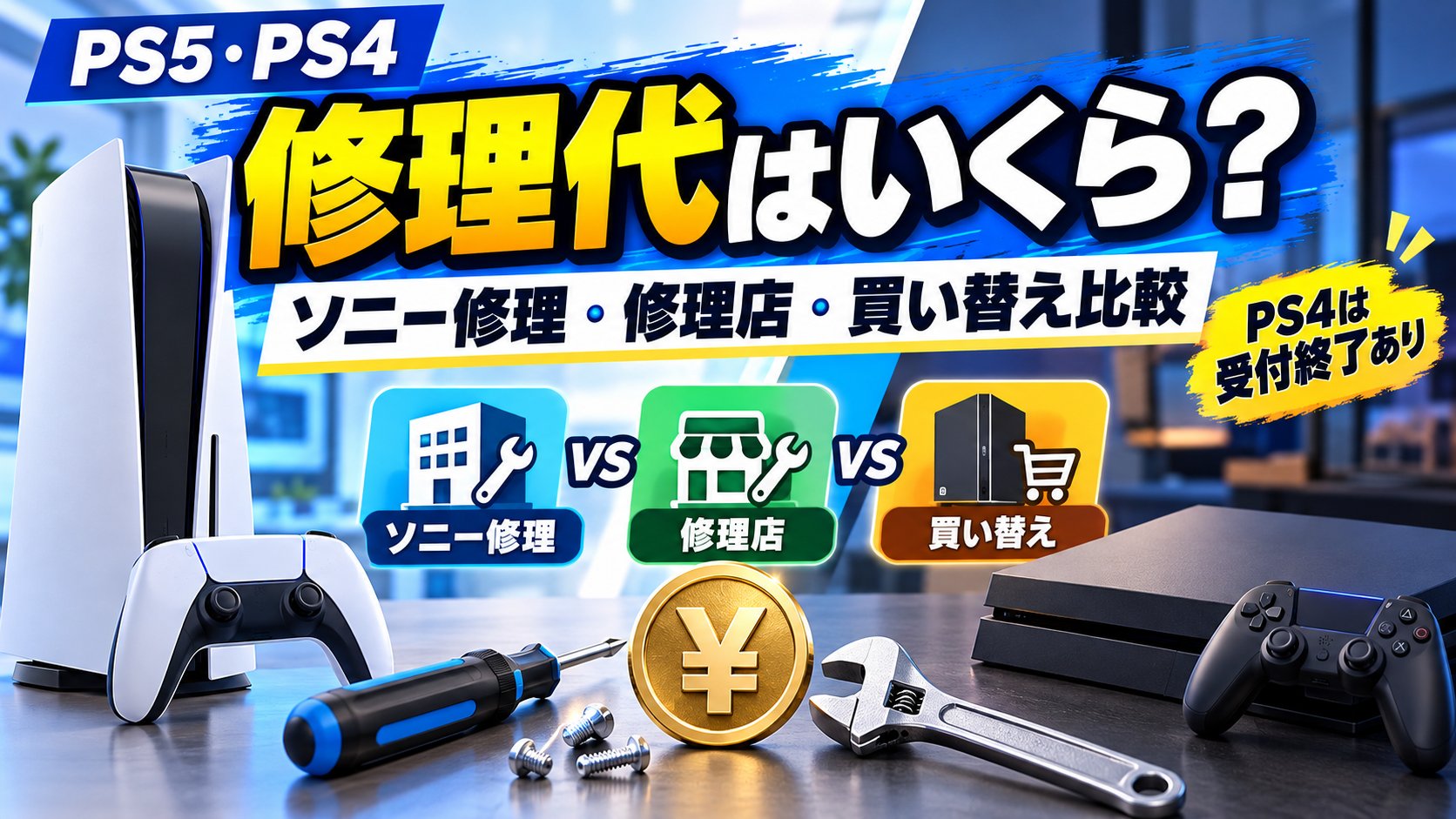 PS5・PS4の修理代はいくら？ソニー修理・修理店・買い替えを比較
