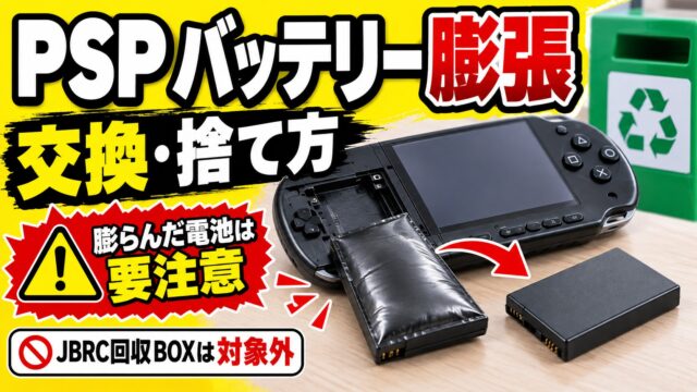 PSPのバッテリーが膨らんだら？交換用の選び方（純正・互換）と、膨張した電池の捨て方（出し先チェッカーつき）