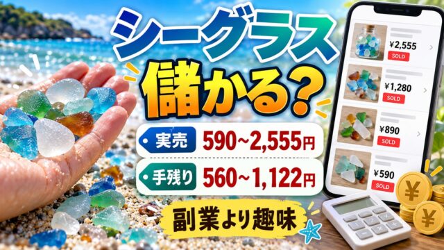 シーグラスは儲かる？いくらで売れる？｜メルカリで売れた値段と、拾って売る時給の計算機