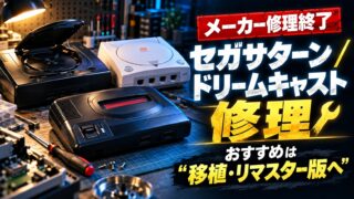 セガサターン・ドリームキャスト・メガドライブの修理はどこでできる？セガ終了後の修理店の料金・自分で直す・買い直す・移植版の比べ方（計算機つき）