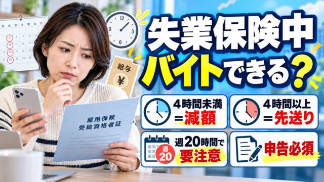 失業保険中のアルバイトは何時間・いくらまで？減額の計算と申告、ばれるか・不正受給（計算機つき）