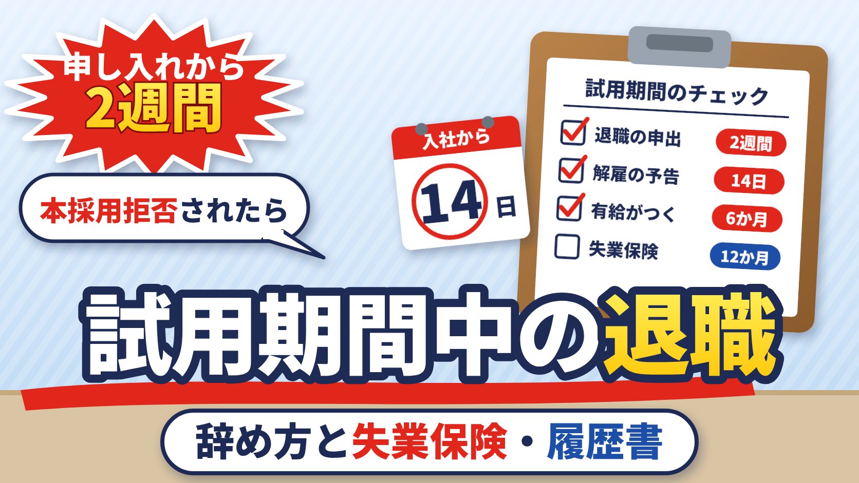 試用期間中の退職 辞め方と失業保険・履歴書