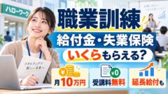 職業訓練（ハロートレーニング）の給付金はいくら？失業保険をもらいながら受けると延びる日数と手当、もらえない人の月10万円の条件・審査（計算機つき）
