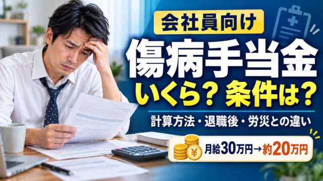 傷病手当金はいくらもらえる？計算方法・条件・退職後も受け取る条件と、仕事のけがなら労災（計算機つき）
