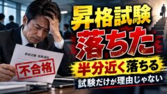 昇格試験に落ちたのは力不足？受験者の半分近くが落ちる実例と、試験の外で決まる理由、AIで対策を作る方法（計算機つき）