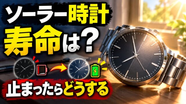 ソーラー時計の寿命は何年？止まったときの充電時間と、二次電池の交換・直すか捨てるかの判断（計算機つき）