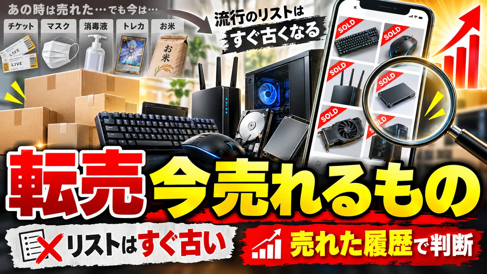 転売で今売れるもの。流行のリストはすぐ古くなるので、売れた履歴で判断する